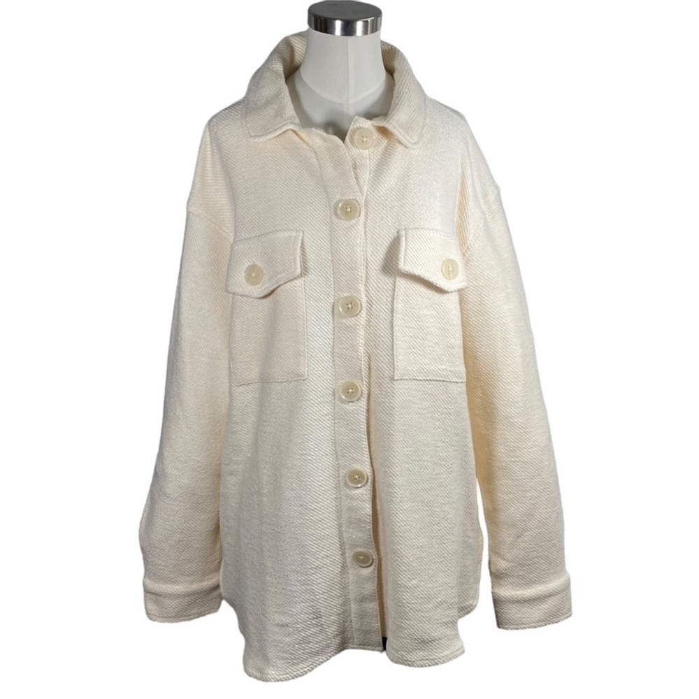 Sanctuary Frankie Cotton Polyester Blend Knit Cream Shacket Shirt Jacket Size S - Picture 2 of 14